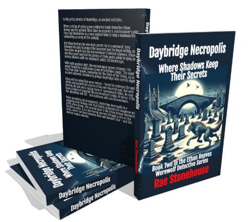 Daybidge Necropolis Rewrit 3D Collage - Live For Excellence Book Store Daybridge Necropolis: Where Shadows Keep Their Secrets by Rae Stonehouse