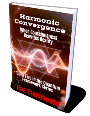 Book cover: Harmonic Convergence—When Consciousness Rewrites Reality, Book 5 in the Quantum Framework Series by Rae Stonehouse.